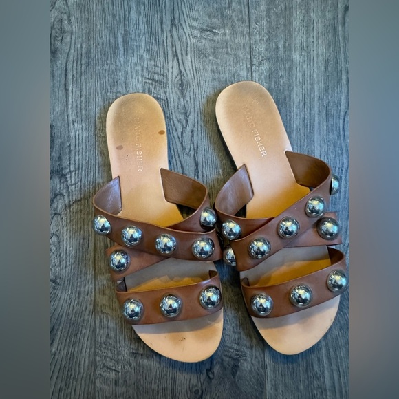 Marc Fisher Bryte Slide Sandals in Camel - Picture 3 of 5